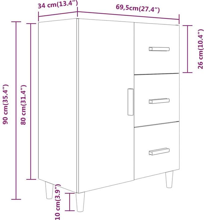 Image du produit vidaXL Sideboard (69.50 x 34 x 90 cm)