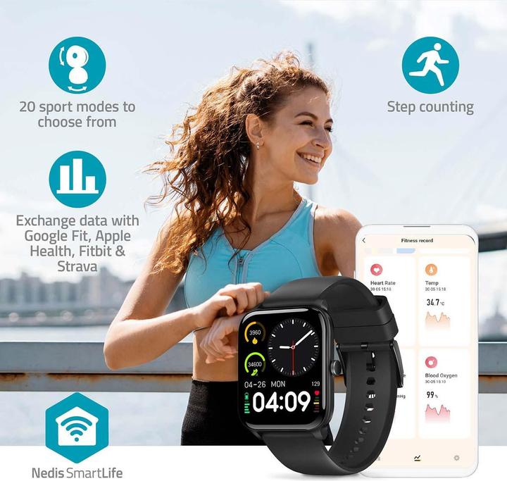 Image du produit Nedis Montre SmartLife | LCD | IP68 | Autonomie maximale : 14400 min | Android™ / IOS | Noir (41 mm)