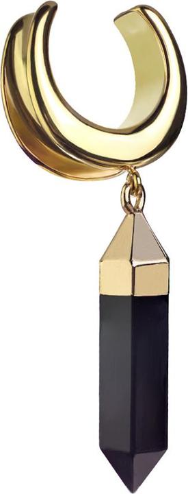 Image du produit Star Piercing Sellette plaquée or avec pendentif en pierre d'onyx noire (Laiton, Minéral, Acier chirurgical 316L)