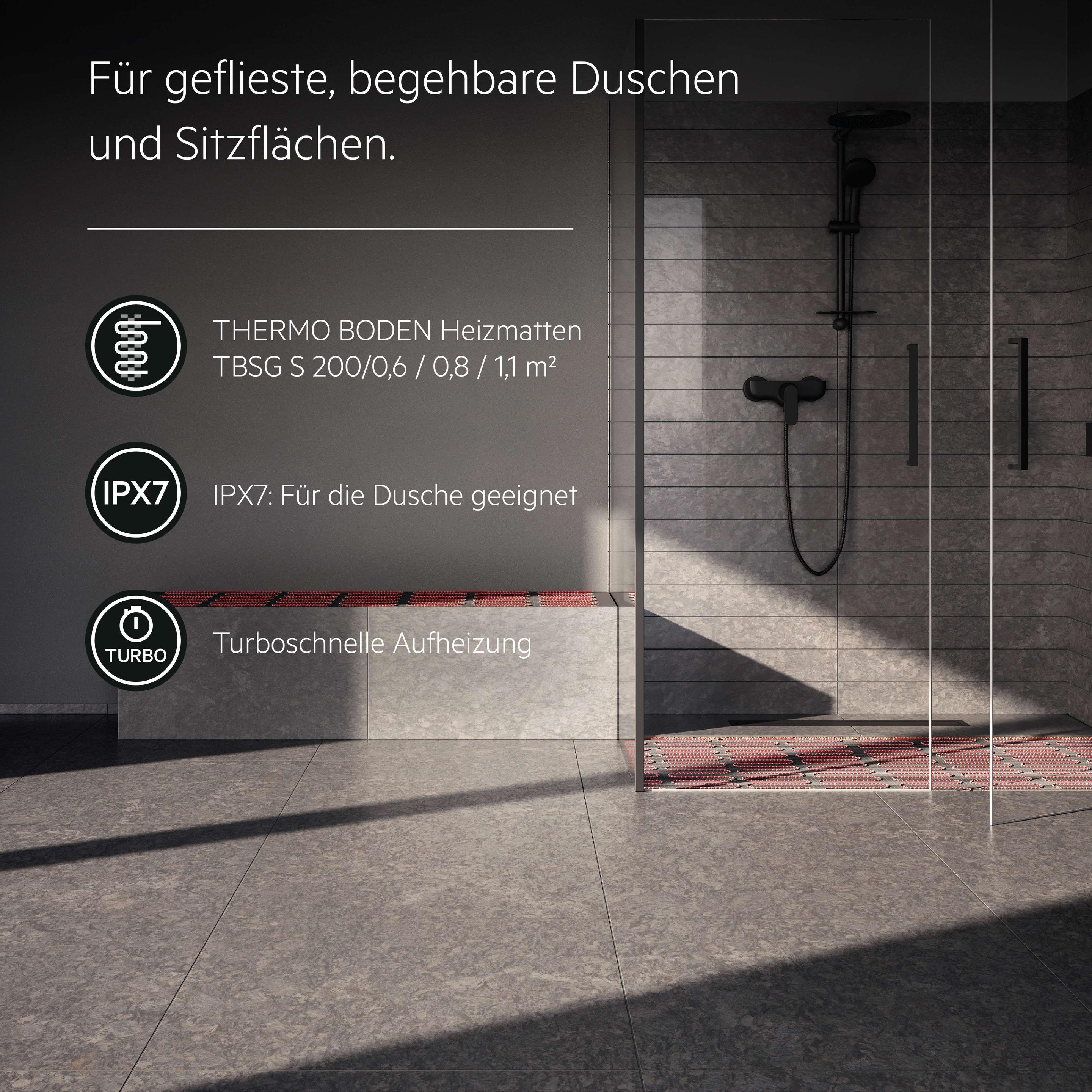 Thumbnail - AEG Haustechnik, Bodenheizung, Wellness Thermo Boden TBSG 200/0.6, elektr. FBH, Heizmatte 0,6 m², für geflieste Duschen,...