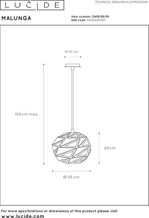 Produktbild Lucide Malunga (E27)