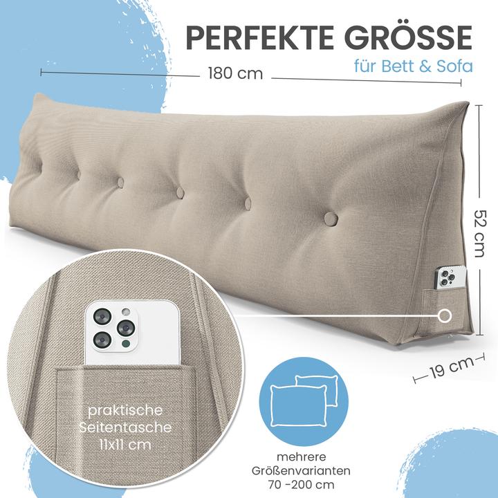 Actual product image Aktivshop Bett- und Rückenstützkissen >Sand< 180cm (100 x 20 x 50 cm)
