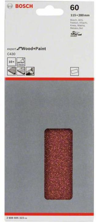 Produktbild Bosch Professional Zubehör Schleifblatt C430, 115 x 280 mm, 60, ungelocht, gespannt, 10er-Pack (60)