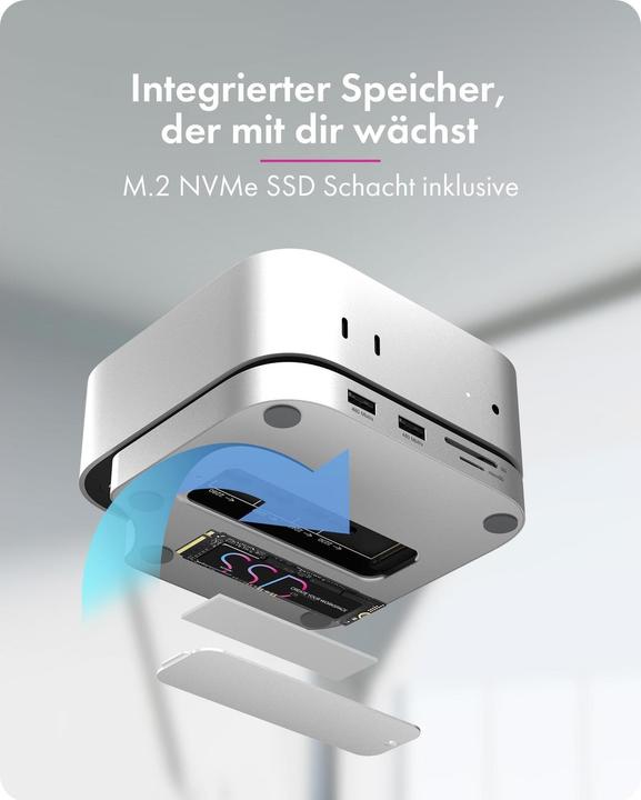 Actual product image Icy Box Club Dock 100 Mac mini Docking Station mit NVMe (USB-C, 4 ports)