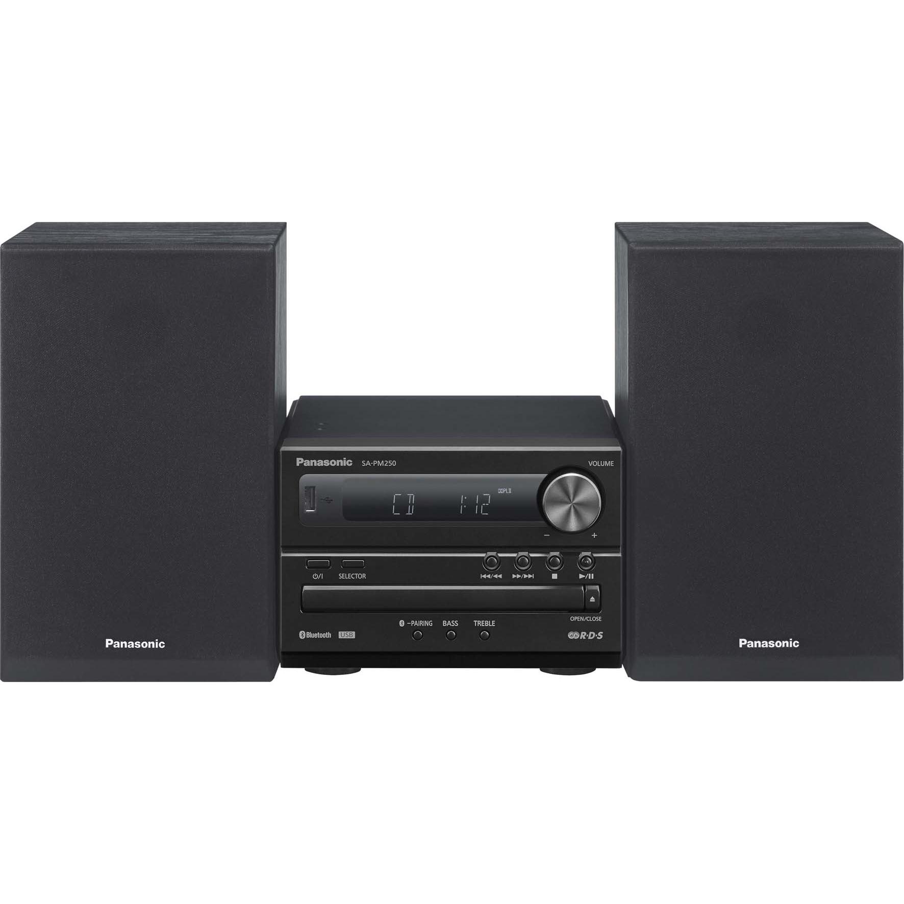 Panasonic SC-PM250EG (Bluetooth, CD Player, 2x 10 W), Stereoanlage, Schwarz