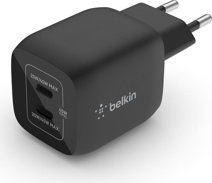 Actual product image Belkin Dual USB-C GaN Ladegerät mit Power Deliver und PPS Technologie (45 W)