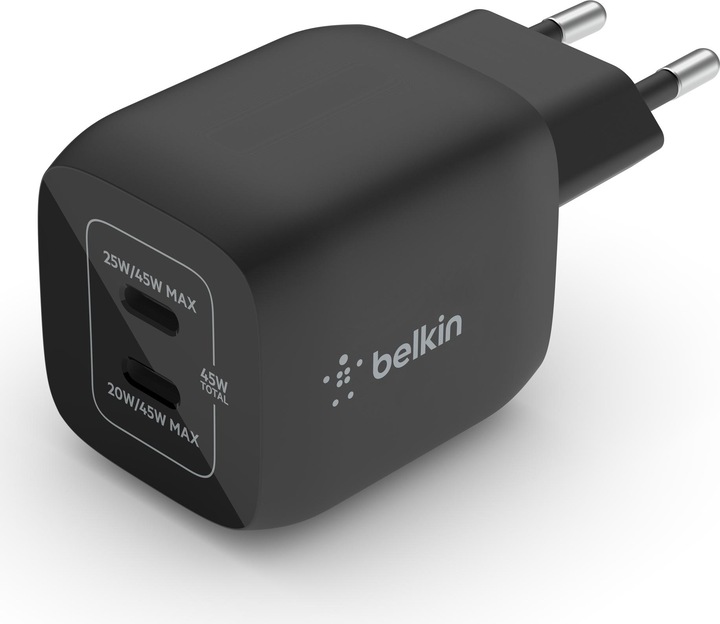 Actual product image Belkin Dual USB-C GaN Ladegerät mit Power Deliver und PPS Technologie (45 W)