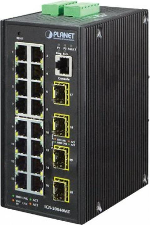 Produktbild Planet Industie L2 Managed Switch 16-Port 10/100/1000T 4-Port 100/1000X SFP (16 Ports)