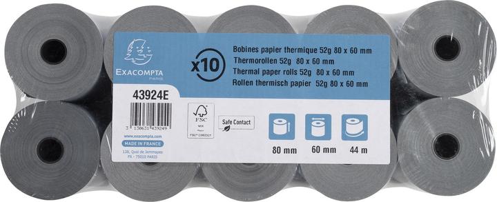 Produktbild Exacompta Thermorollen SafeContact, 80 mm x 44 m, grau-blau