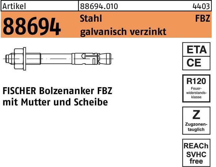 Produktbild Fischer Bolzenanker FAZ II 12 Länge 130 mm Edelstahl (50 Stk.)
