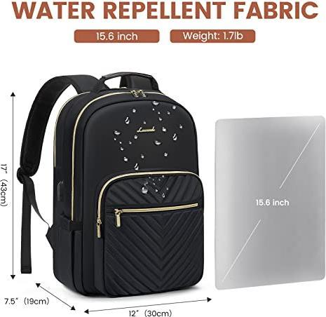 Image du produit Only-Bags.Store Sac à dos, Large 15.6 Inch Laptop Bag Backpacks Waterproof School Backpack Teen Daypacks Black