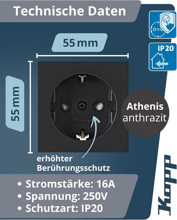 Actual product image Kopp 1 unit Insert socket outlet ATHENIS anthracite 940115086