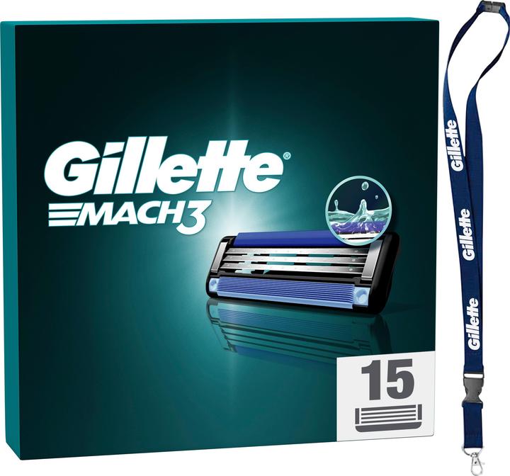Immagine prodotto Gillette Mach3 Systemklingen 15er + Schlüsselanhänger - Online Versandvariante (15 x)