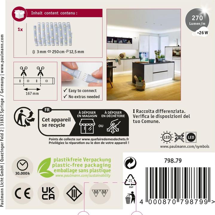 Produktbild Paulmann MaxLED 250 Stripe (Weiss, 250 cm, Indoor)