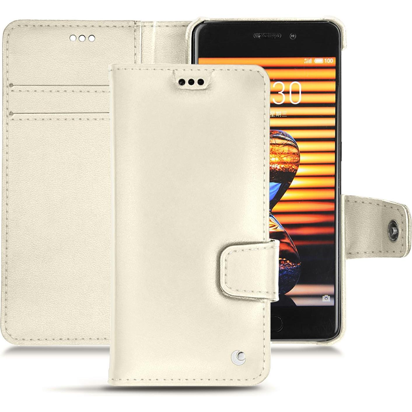 Noreve Lederschutzhülle Wallet (Meizu Pro 7 Plus), Smartphone Hülle, Weiss