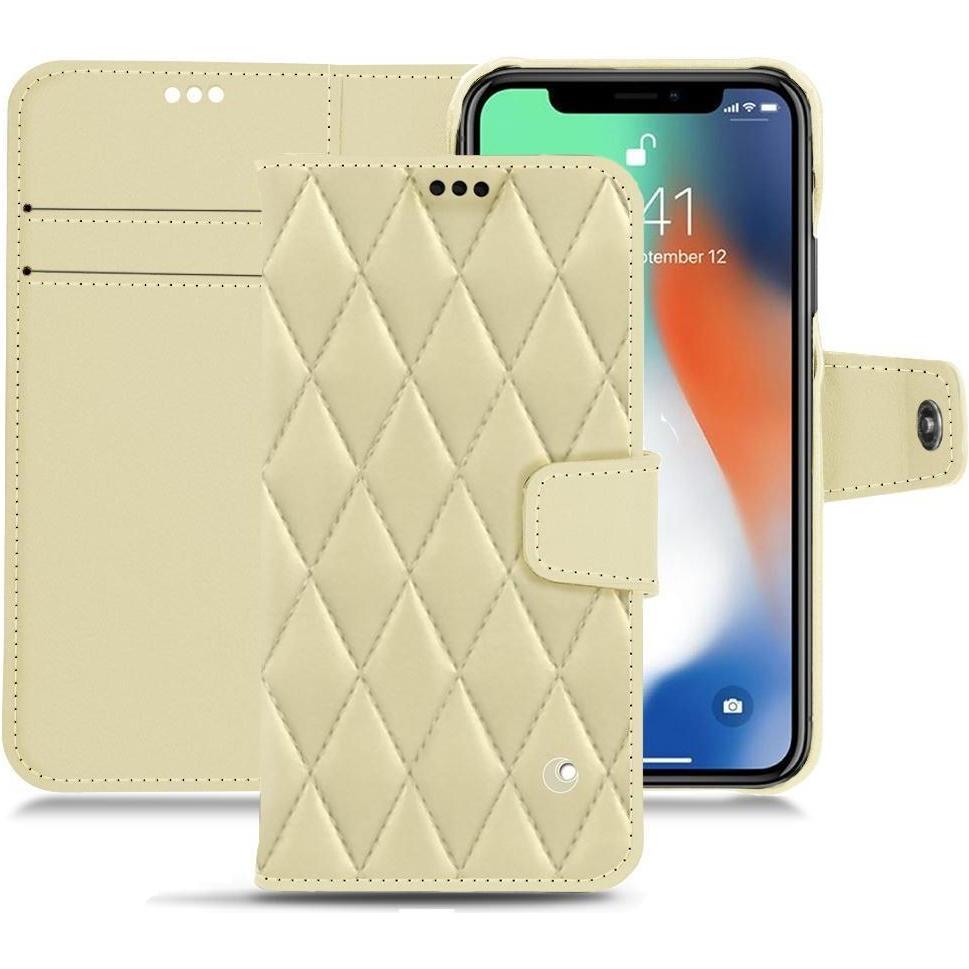Noreve Lederschutzhülle Wallet (Apple iPhone XR), Smartphone Hülle, Beige