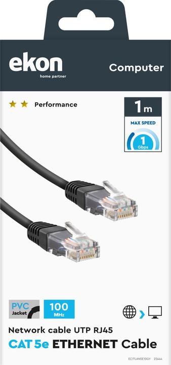 Actual product image Ekon Cat 5e network cable (U/UTP, CAT5e, 1 m)