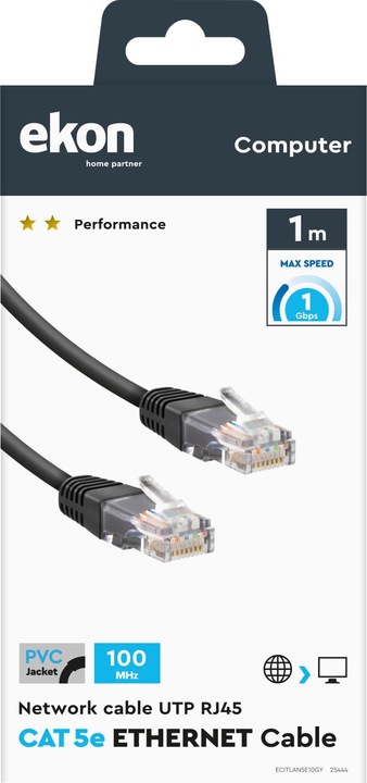 Produktbild Ekon Cat 5e network cable (U/UTP, CAT5e, 1 m)