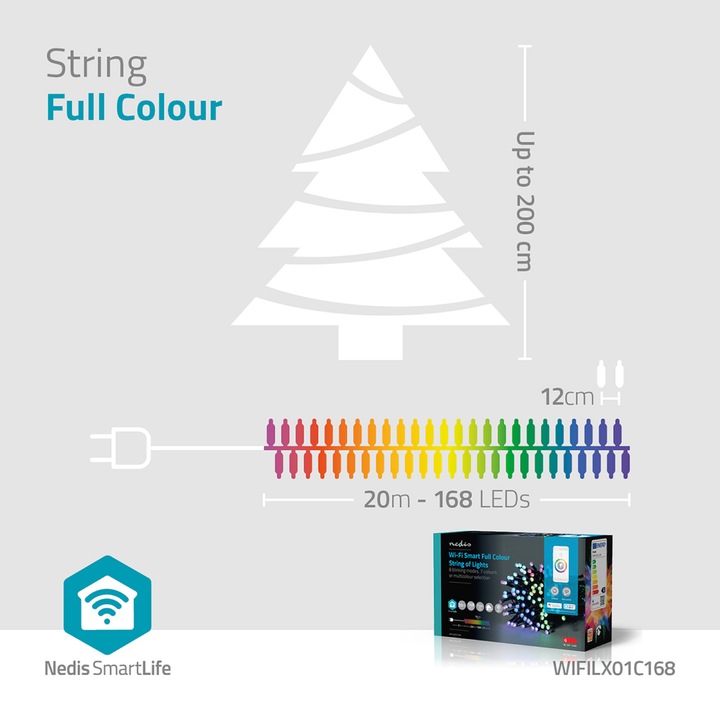 Image du produit Nedis SmartLife Décorative LED | Cordon | Wi-Fi | RGB | 168 LED"s | 20.0 m | Android™ / IOS (20 m)