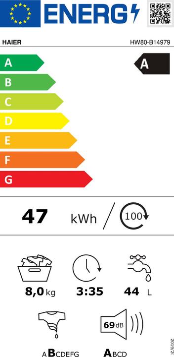 Etichetta energetica Haier HW80-B14979 (8 kg, A sinistra)
