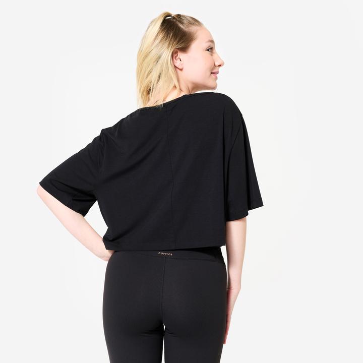 Actual product image Domyos Dance-Shirt Damen Modern Jazz Dance Crop Top - schwarz (S)