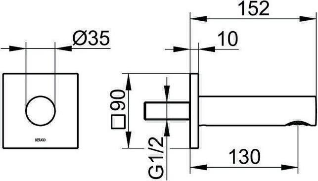 Actual product image Keuco Bath spout IXMO Ros angular Ausldg 130mm sw ma
