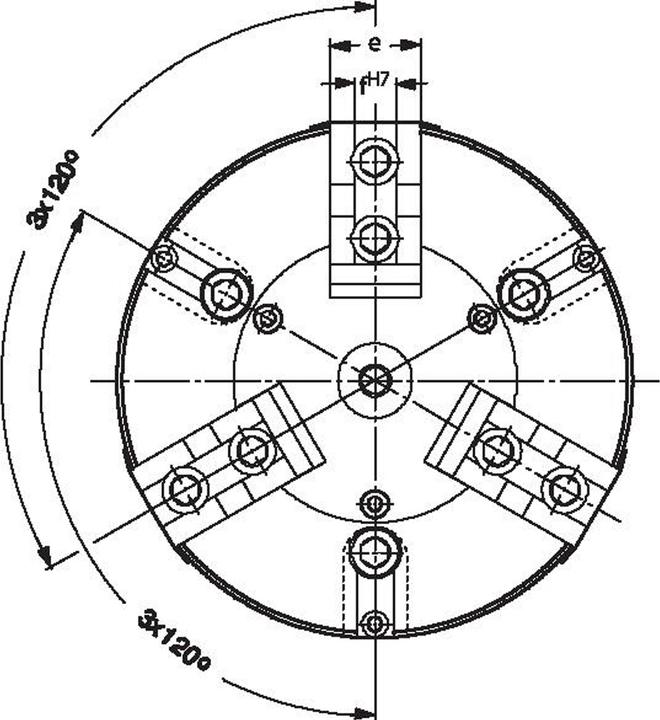 Produktbild Röhm Kraftspannfutter KFD 85, 3-Backen, mit Kreuzversatz, Zylindrische Zentrieraufnahme