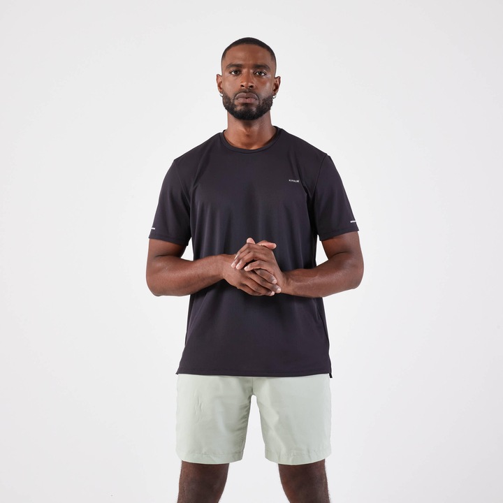 Actual product image Kiprun Men's breathable short-sleeved running shirt - Run 500 Dry black (M)