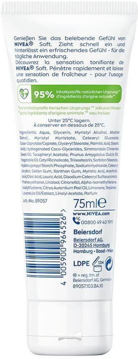 Produktbild NIVEA Soft erfrischende Feuchtigkeitscreme Tube (Körpercreme, 75 ml)