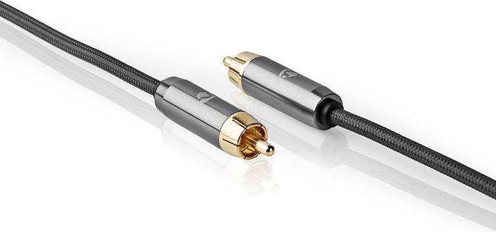 Actual product image Nedis Subwoofer Cable - RCA - Gold Plated - 5 m - Round - Metal - Anthracite (5 m)