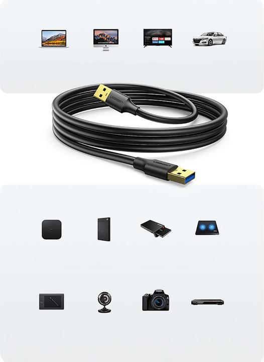 Produktbild Ugreen USB 3.0 A-A Cable 3m (black) (3 m, USB 3.2 Gen 1)
