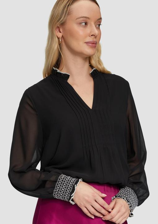 Produktbild S.Oliver Bluse Elegante Chiffonbluse mit Kontrast-Details (36)