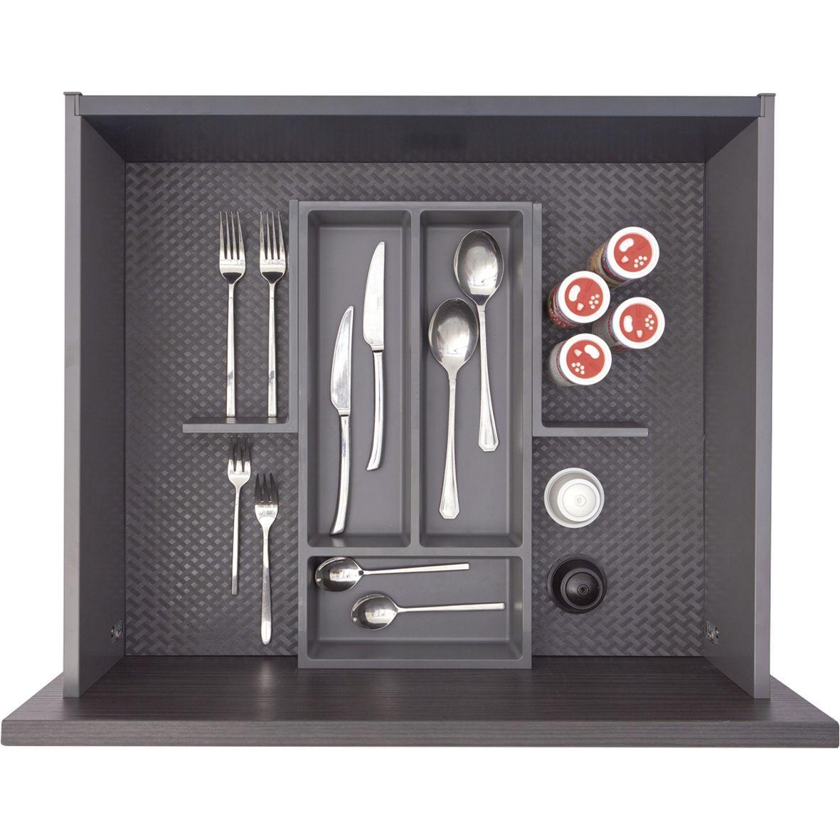 Ninka Besteckeinsatz mit Trenner Basis-Set 1.4 Tiefe 450/500mm, dunkelgrau, Besteckkasten, Grau