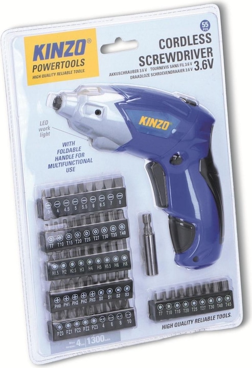 Actual product image Kinzo Screwdriver Cordless 3.6V (Rechargeable battery operated)