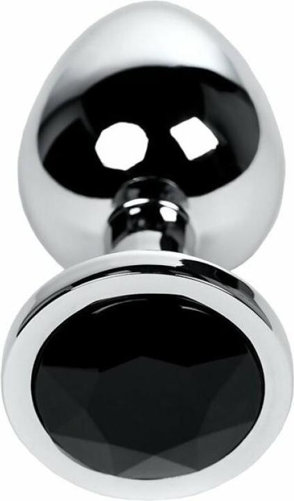 Produktbild Toyfa Silberner Analplug Metall mit schwarzem, rundem Stein