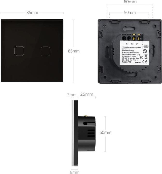 Actual product image Maclean MCE701B single-touch mains switch