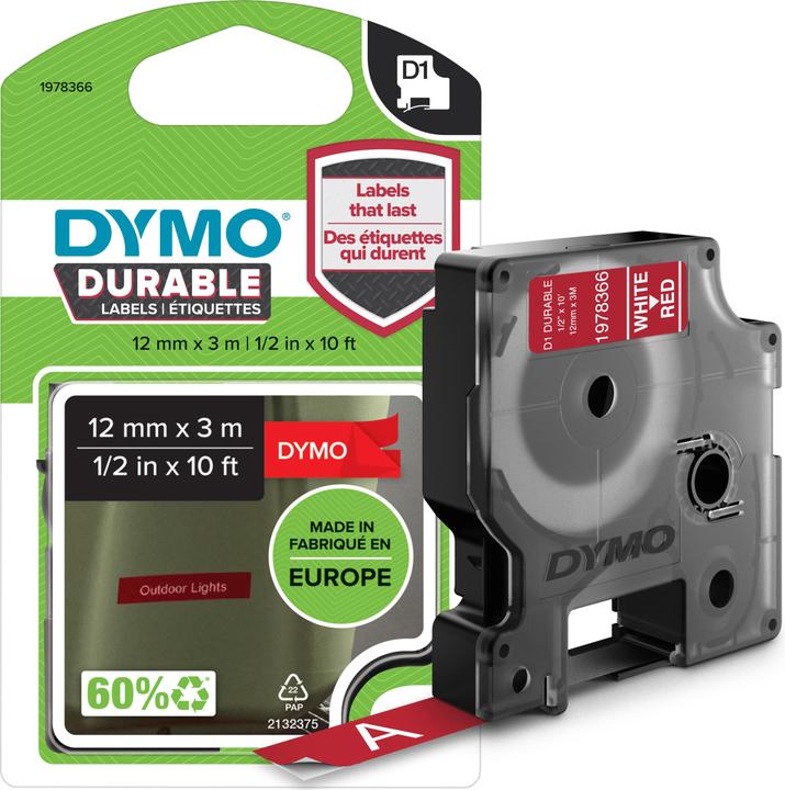 Produktbild Dymo D1 Hochleistungsbänder (1.20 cm, Rot)