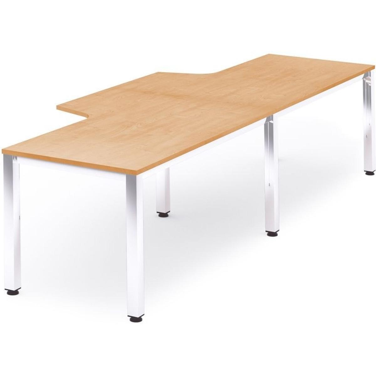 Rocada, Schreibtisch, Mehrfacharbeitstisch Executive L-Form BxTxH 360x120/80x73cm Gestell verchromt Platte Melamin buche...