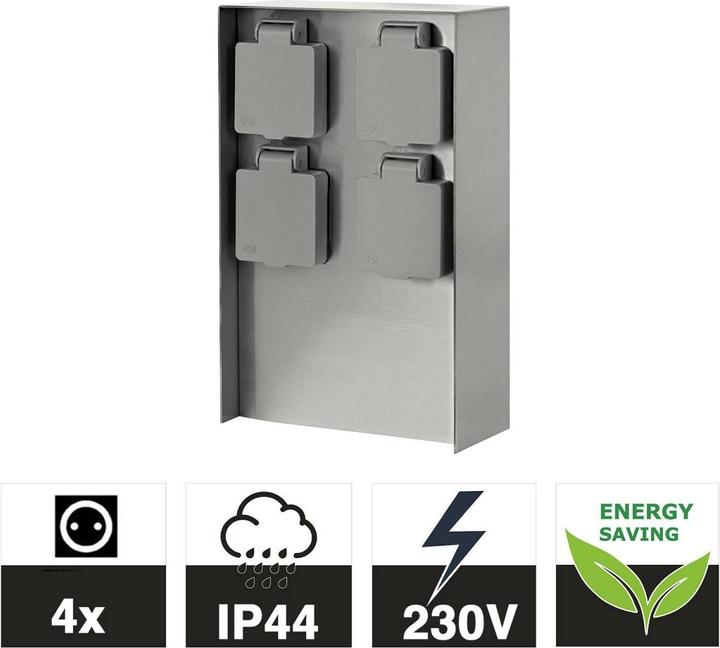 Image du produit Grafner Colonne de prises en acier inoxydable avec 4 prises extérieures