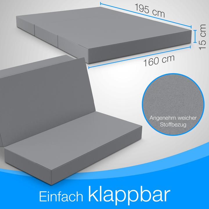 Immagine prodotto Bestschlaf Klappmatratze, 3-teilige Faltmatratze, Reisebett, Gästematratze (160 x 195 cm, Nucleo di schiuma)