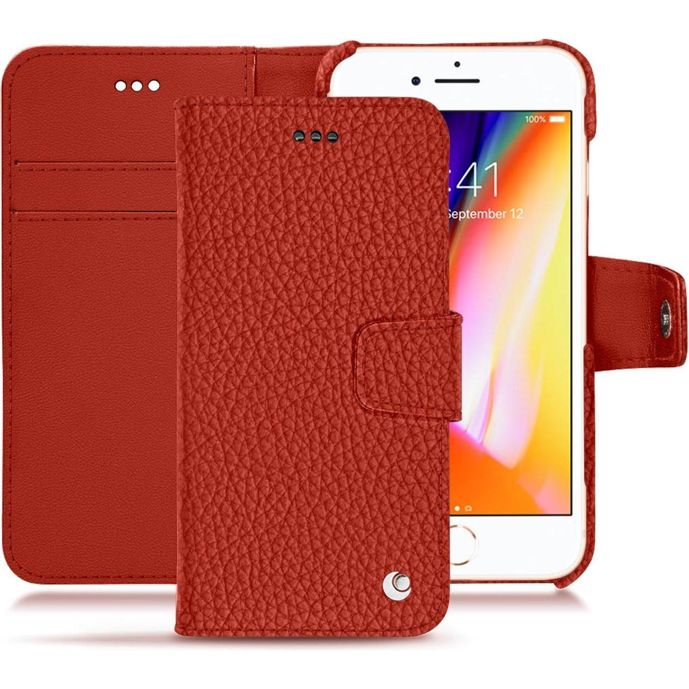 Noreve Lederschutzhülle Wallet (Apple iPhone 8), Smartphone Hülle, Orange