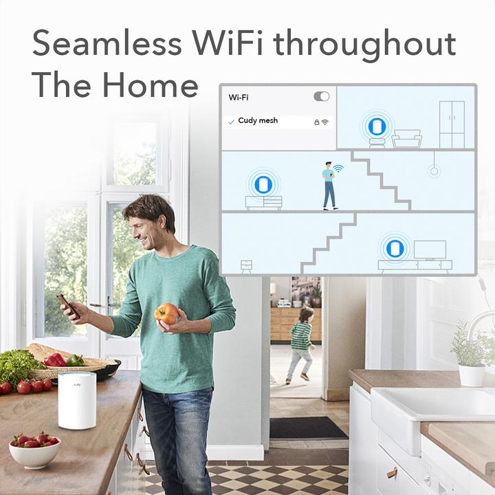 Productafbeelding Cudy M1200 1-PACK mesh wi-fi systeem Dual-band ( / ) Wi-Fi 5 (802.11ac) Wit Intern