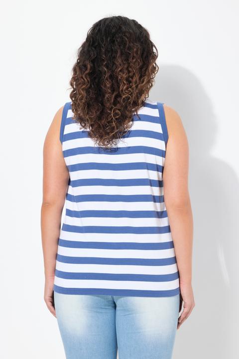 Immagine prodotto Ulla Popken Top dal taglio smanicato in jersey a costine a righe con scollo rotondo (58)