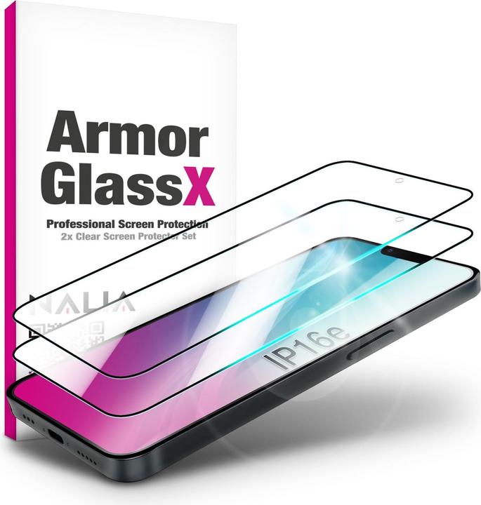 Image du produit Nalia ArmorGlassX - 2x Display Schutzglas - Full Screen Protection 9H Tempered Glass (2 pcs, Apple iPhone 16e)