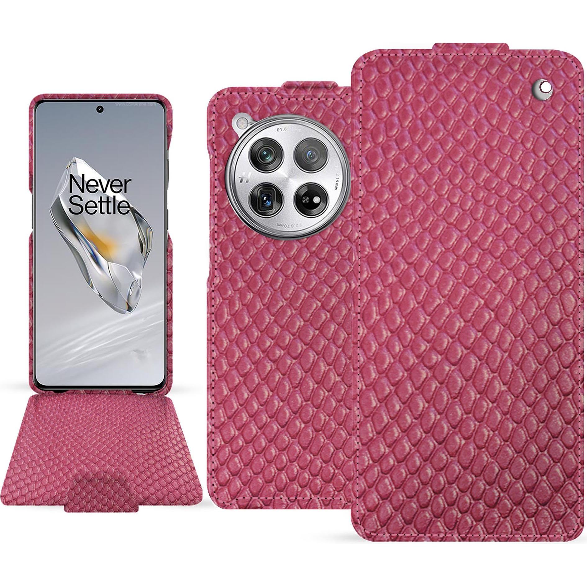 Noreve Lederschutzhülle vertikal (OnePlus 12), Smartphone Hülle, Rosa