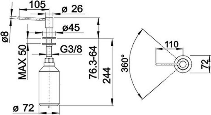 Productafbeelding Blanco Piona dispenser voor afwasmiddel