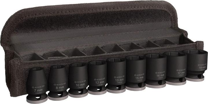 Bosch Professional Zubehör Pro Impact socket set (15 mm, 13 mm, 17 mm, 12 mm, 16 mm, 19 mm, 7 mm, 10 mm, 8 mm)