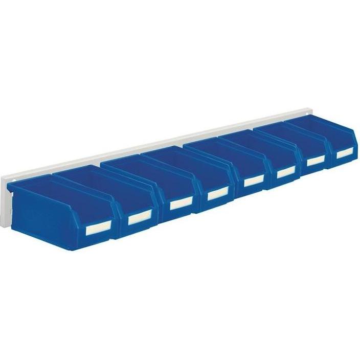 Rasterplan, Lagerbehälter, Sichtlagerkastenset H100xB920xT180mm Stahlblech/Polyethylen Kunststoffbeschichtung blau 8 x G...