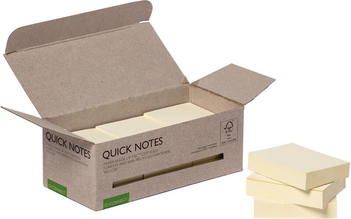 Actual product image Q-Connect Sticky notes Quick Notes Recycling Tower, yellow (51 x 38 mm)