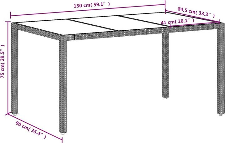 Produktbild vidaXL Gartentisch (150 x 90 x 75 cm)